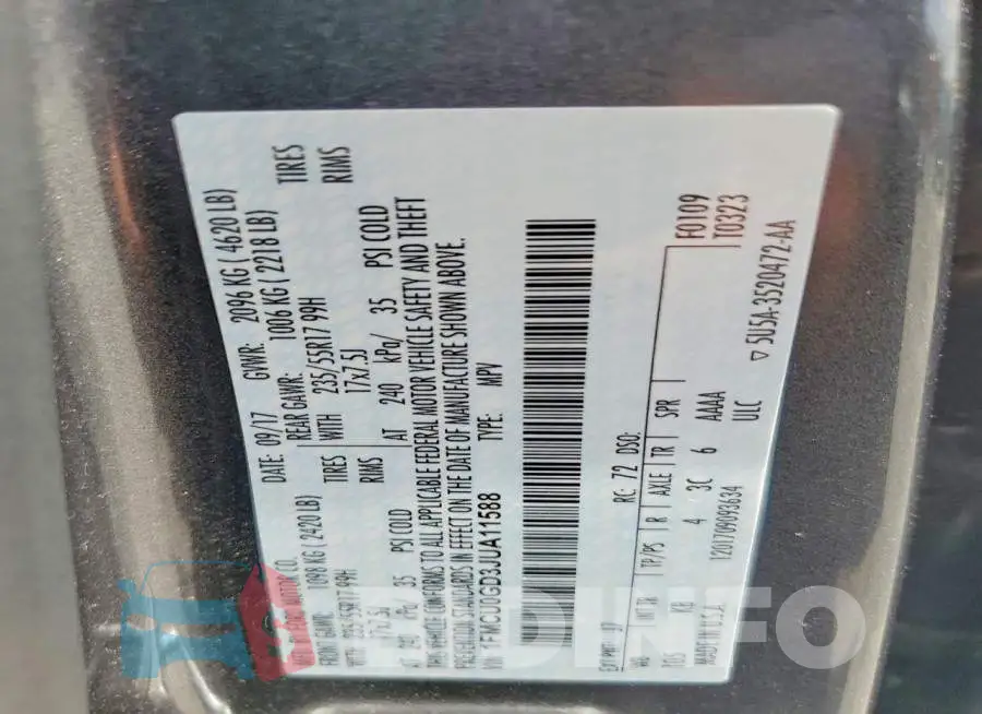 1FMCU0GD3JUA11588 Photo# 12