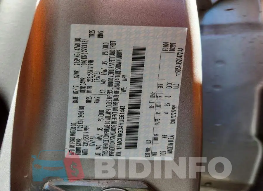 1FMCU9GD4HUE61443 Photo# 13