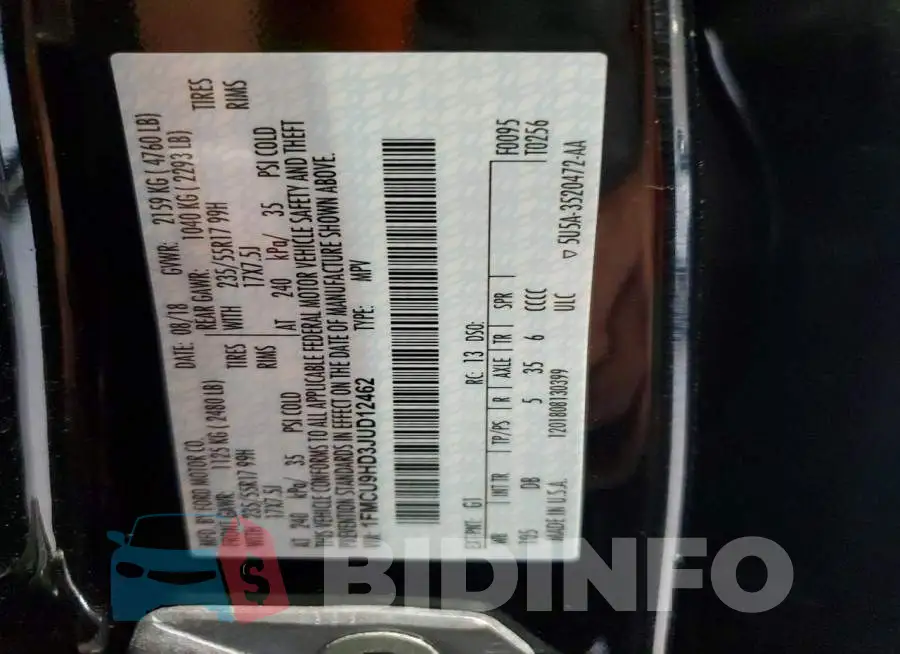 1FMCU9HD3JUD12462 Photo# 12