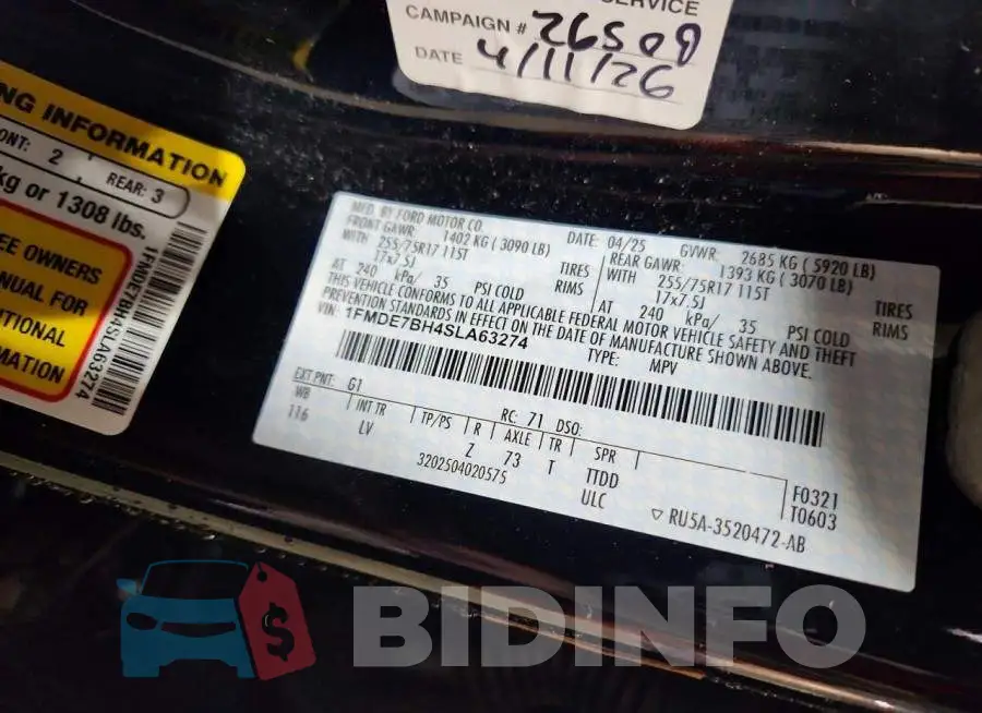 1FMDE7BH4SLA63274 Photo# 14