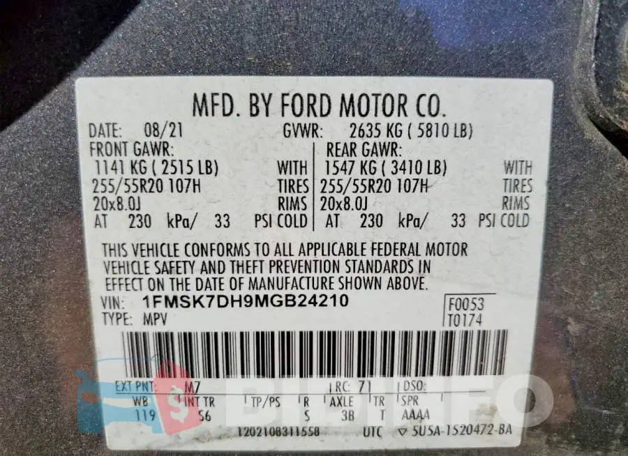 1FMSK7DH9MGB24210 Photo# 14