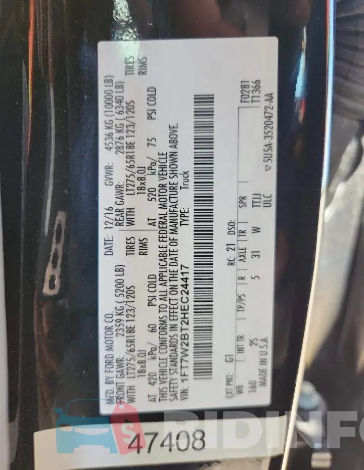 1FT7W2BT2HEC24417 Photo# 12