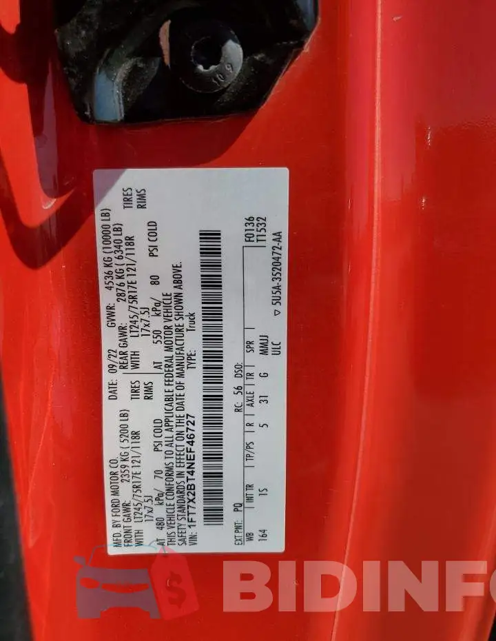 1FT7X2BT4NEF46727 Photo# 12
