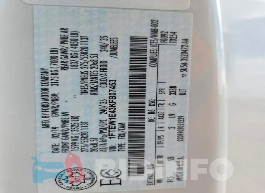 1FTEW1E43KFB07453 Photo# 12