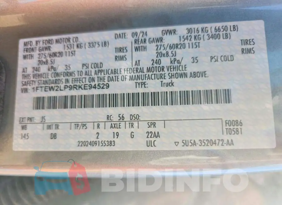 1FTEW2LP9RKE94529 Photo# 12