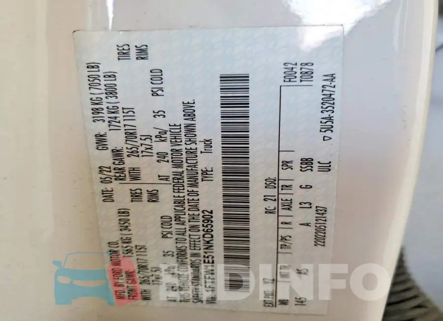 1FTFW1E51NKD65902 Photo# 12