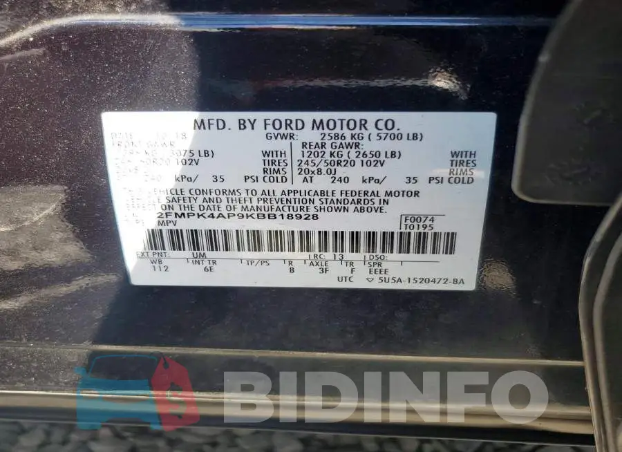 2FMPK4AP9KBB18928 Photo# 14
