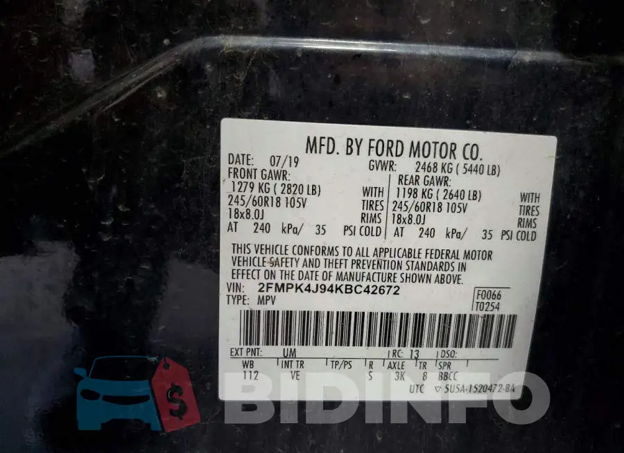 2FMPK4J94KBC42672 Photo# 14