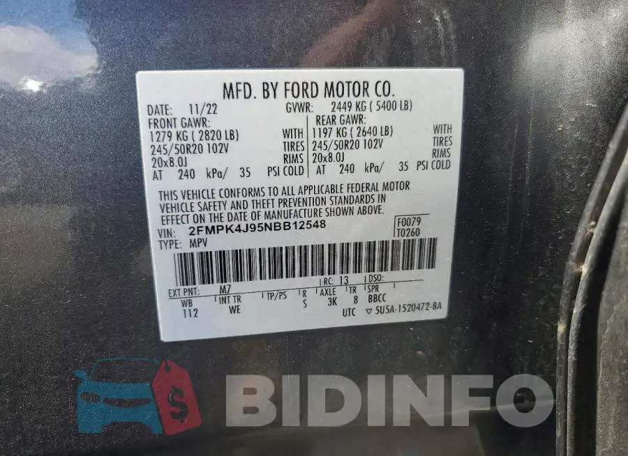 2FMPK4J95NBB12548 Photo# 13