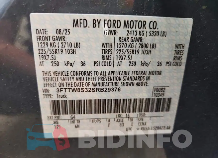 3FTTW8S32SRB29376 Photo# 13