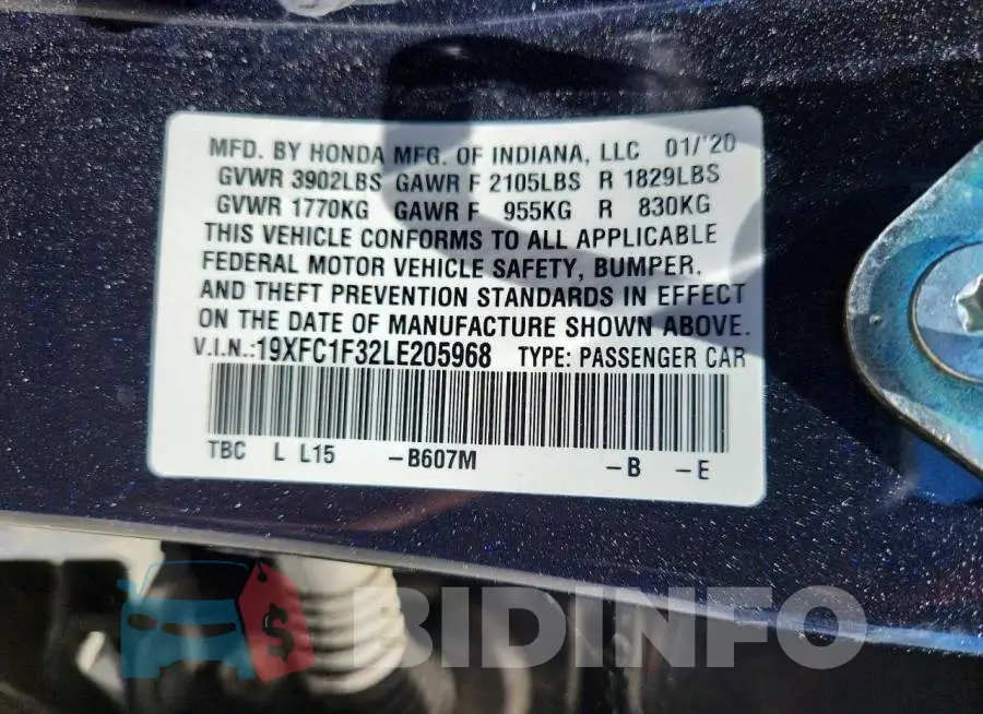 19XFC1F32LE205968 Photo# 12