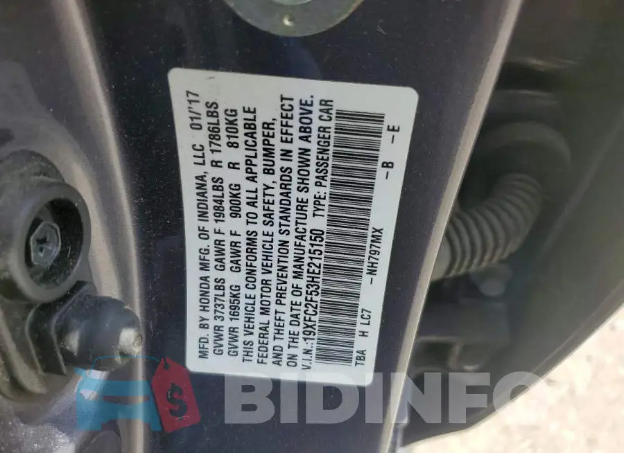 19XFC2F53HE215150 Photo# 12