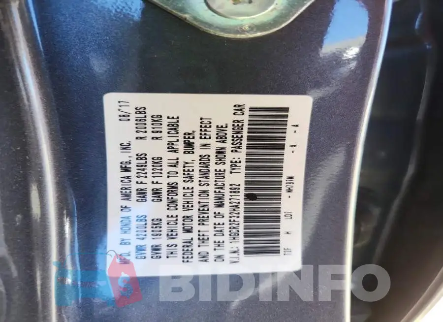 1HGCR2F32HA271892 Photo# 13
