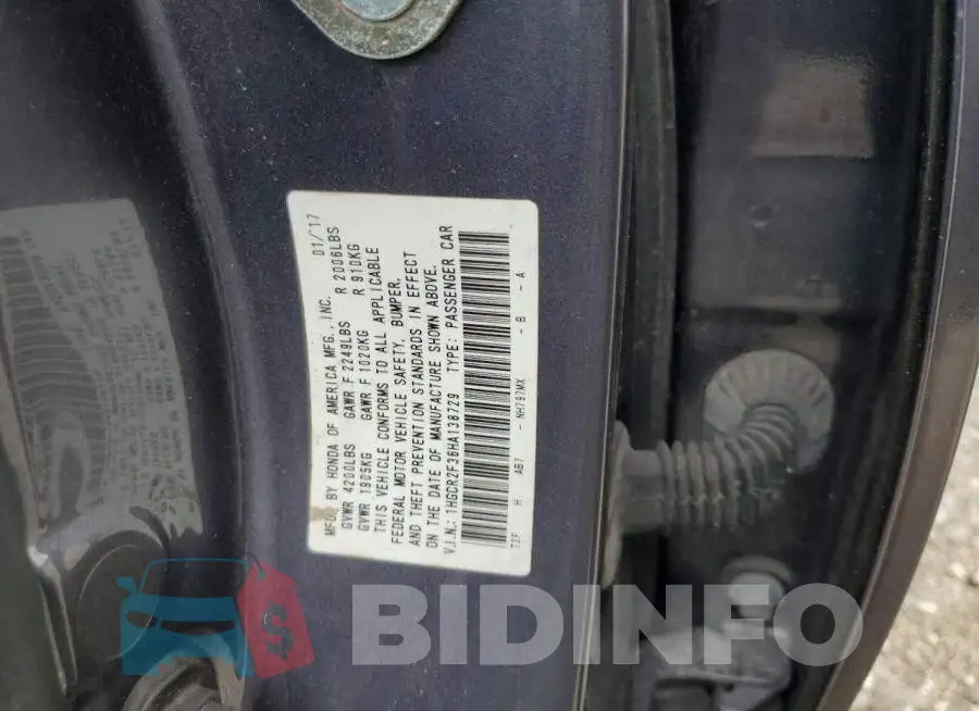 1HGCR2F36HA138729 Photo# 12