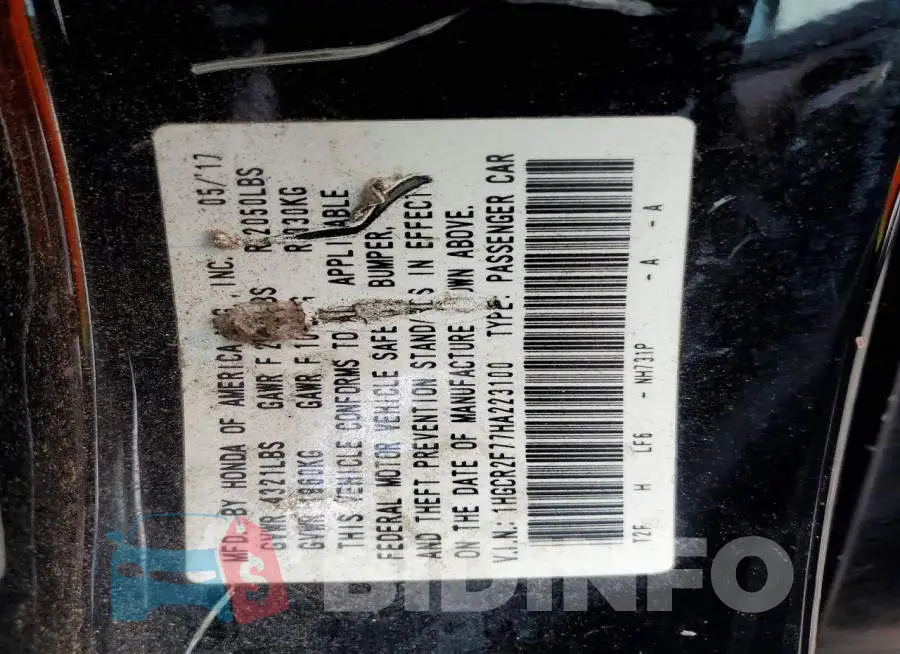 1HGCR2F77HA223100 Photo# 12