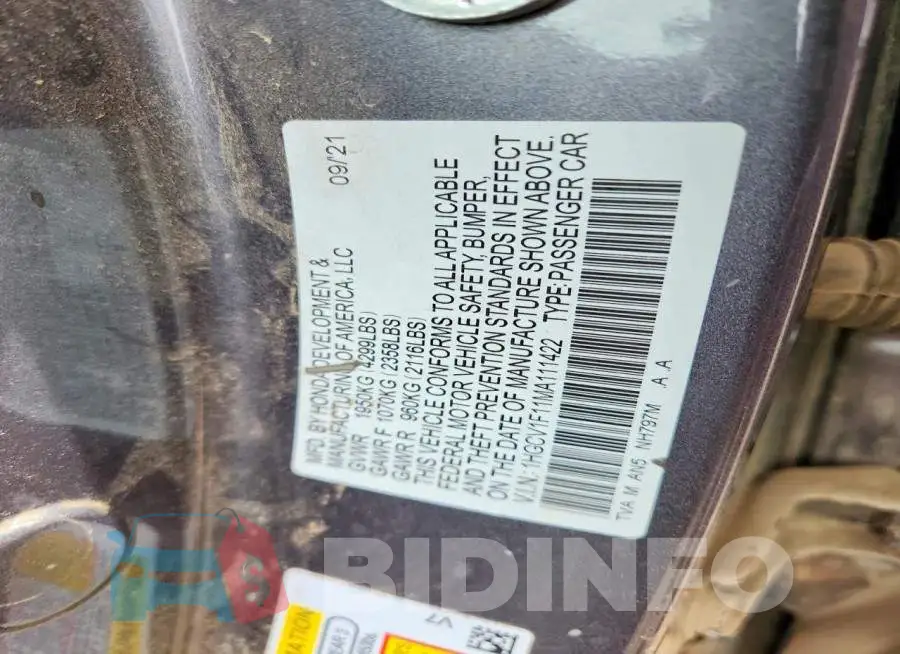 1HGCV1F11MA111422 Photo# 12