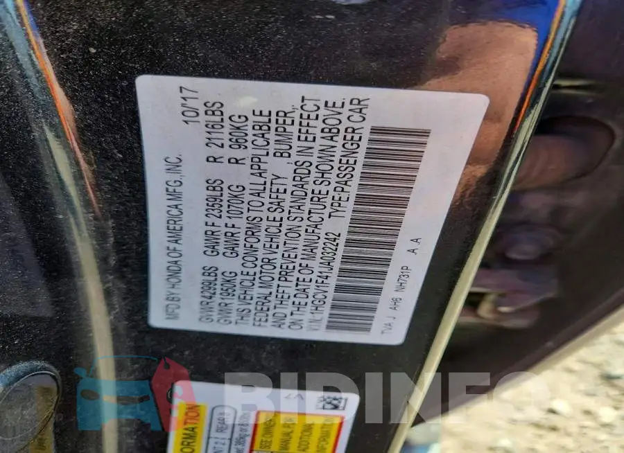 1HGCV1F41JA032242 Photo# 12