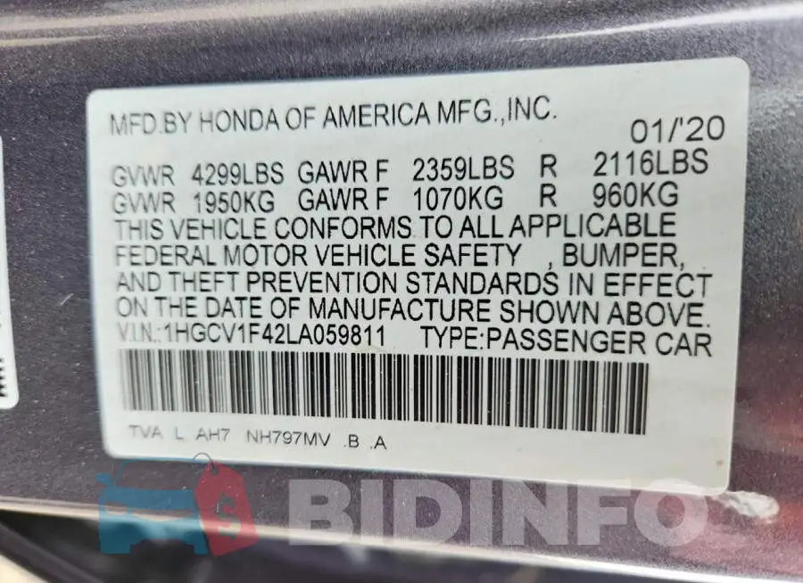 1HGCV1F42LA059811 Photo# 12