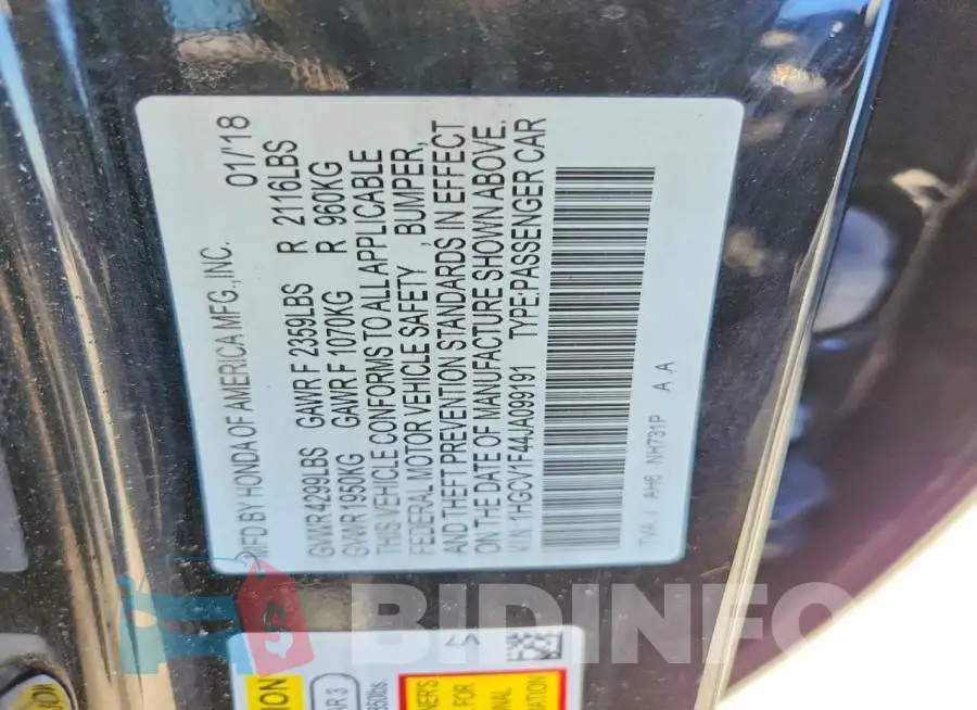 1HGCV1F44JA099191 Photo# 12
