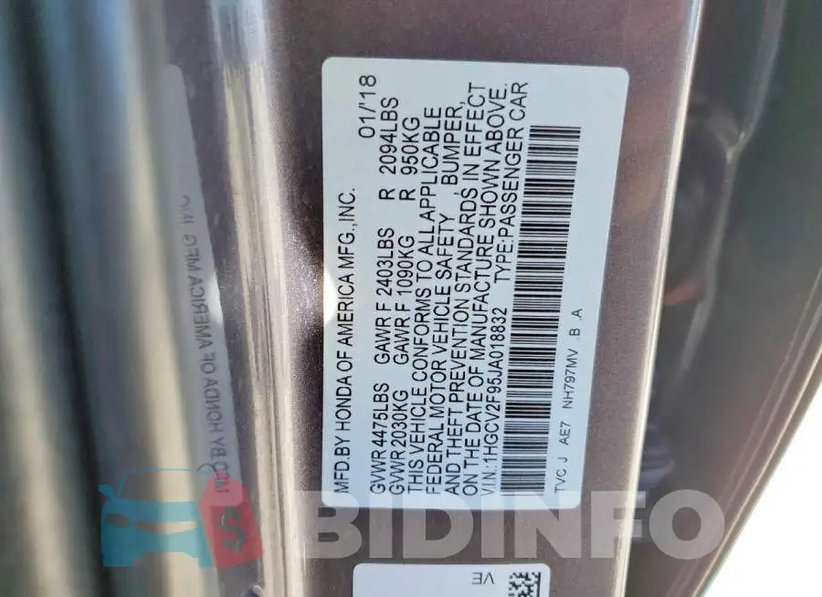 1HGCV2F95JA018832 Photo# 13