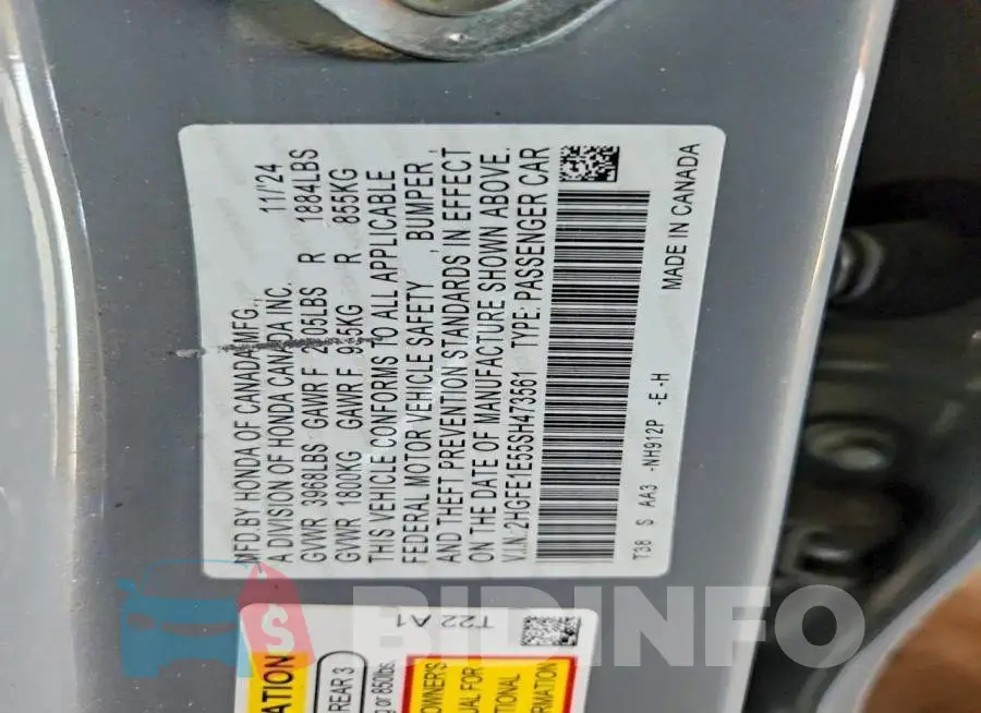 2HGFE1E55SH473561 Photo# 13