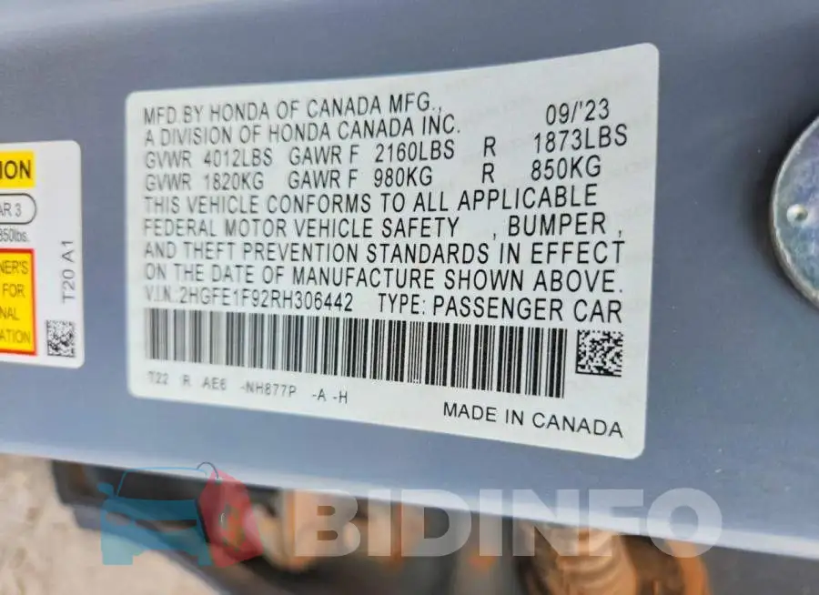 2HGFE1F92RH306442 Photo# 12