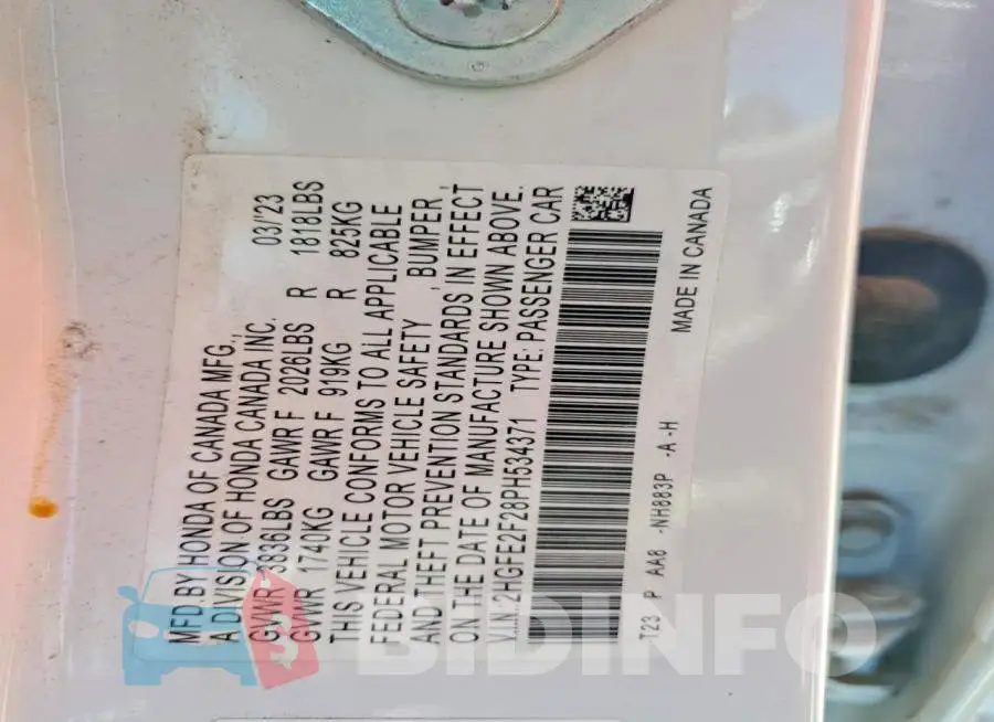 2HGFE2F28PH534371 Photo# 13
