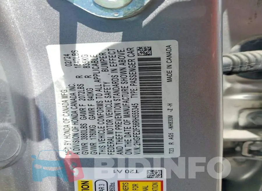 2HGFE2F56RH555345 Photo# 13