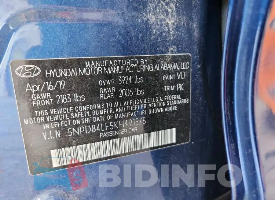 5NPD84LF5KH491575 Photo# 12
