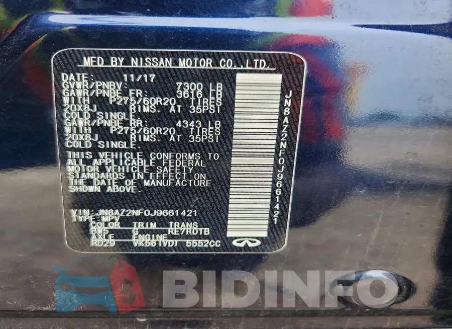 JN8AZ2NF0J9661421 Photo# 14
