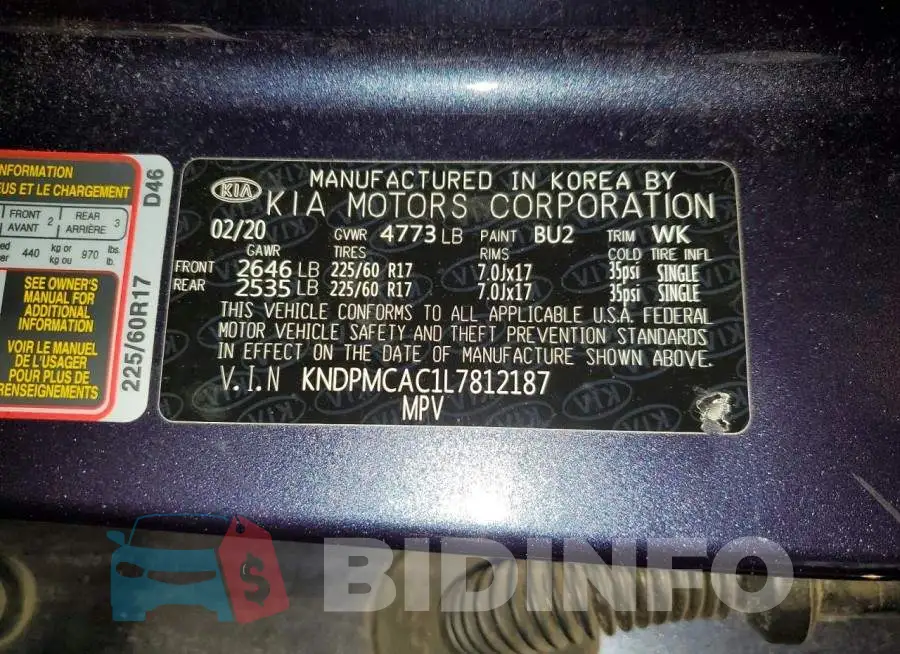 KNDPMCAC1L7812187 Photo# 13