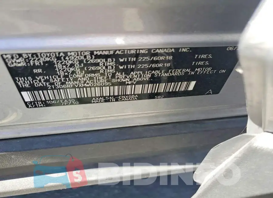 2T3D6RFVXMW026095 Photo# 13