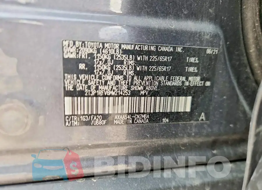 2T3P1RFV6MW214253 Photo# 13