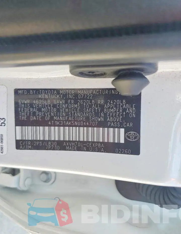 4T1K31AK5NU044707 Photo# 12
