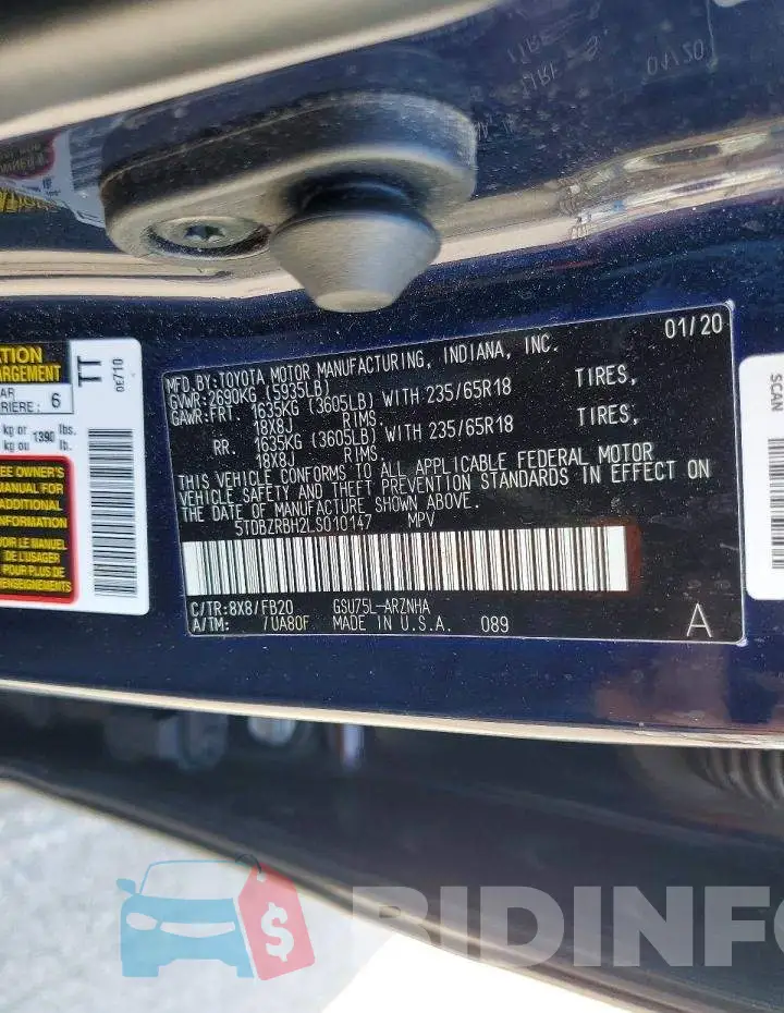 5TDBZRBH2LS010147 Photo# 13