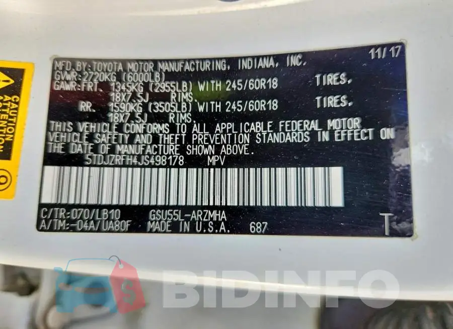 5TDJZRFH4JS498178 Photo# 14