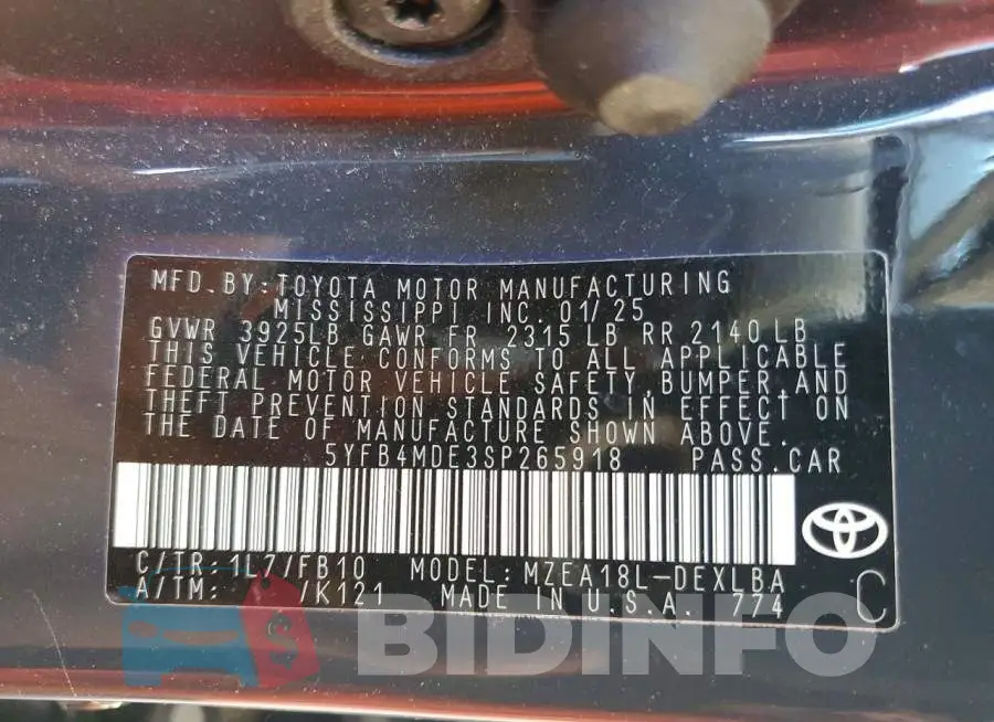 5YFB4MDE3SP265918 Photo# 12