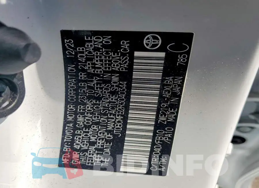 JTDBCMFE2R3040344 Photo# 12