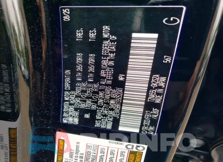JTEVA5BR1S5052041 Photo# 12