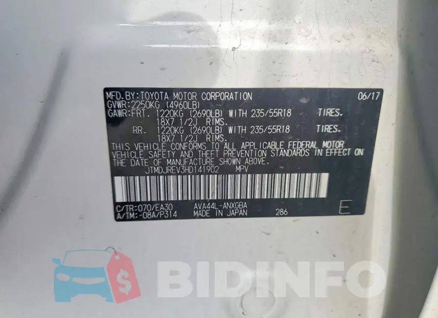 JTMDJREV3HD141902 Photo# 13