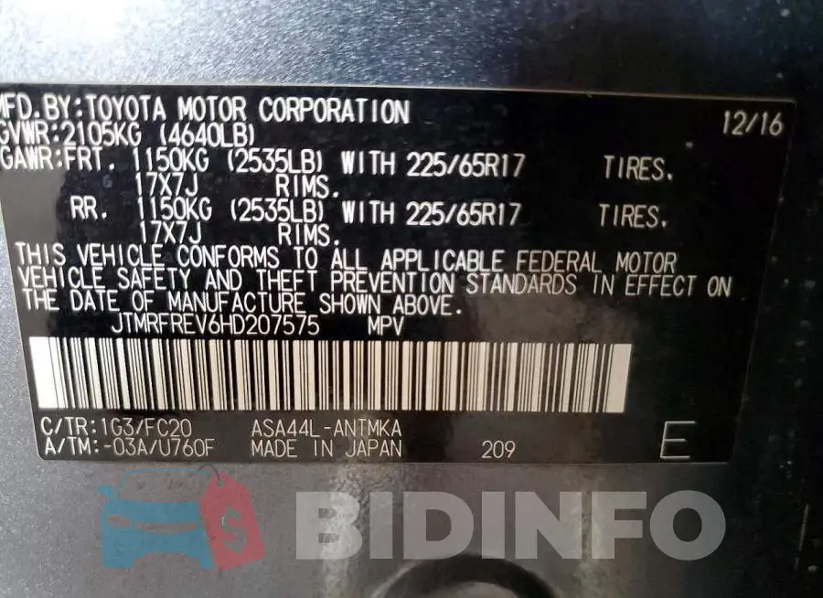 JTMRFREV6HD207575 Photo# 12