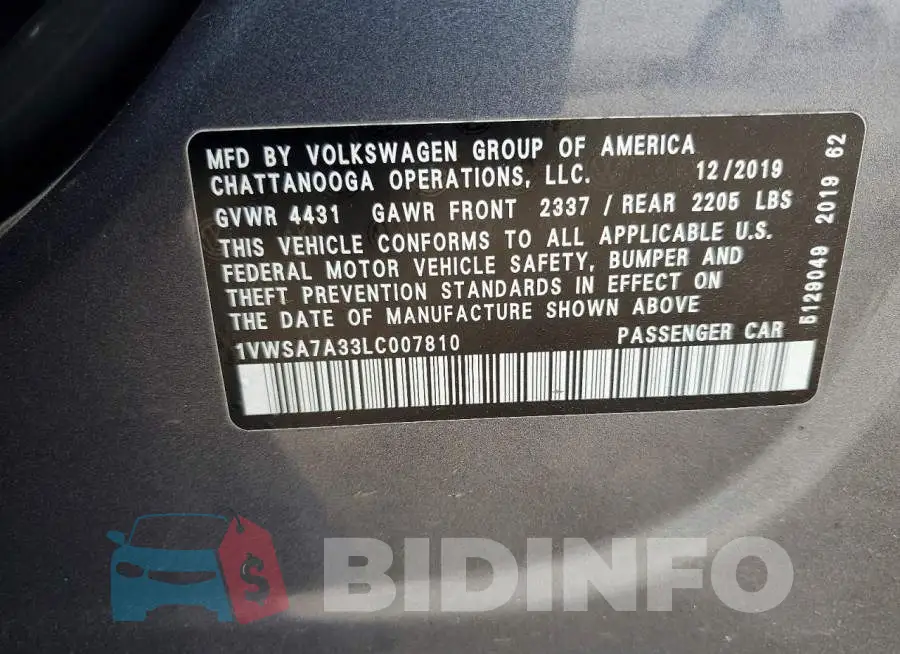 1VWSA7A33LC007810 Photo# 12