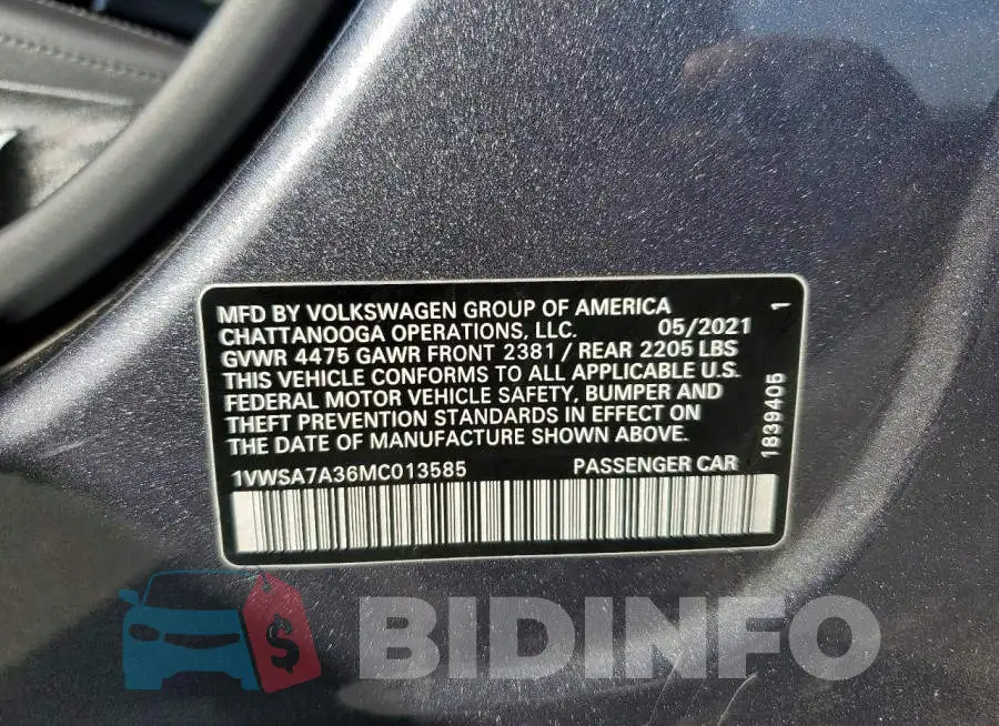 1VWSA7A36MC013585 Photo# 12