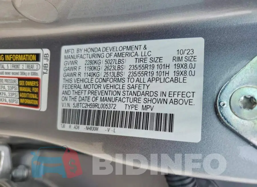 5J8TC2H59RL005372 Photo# 14