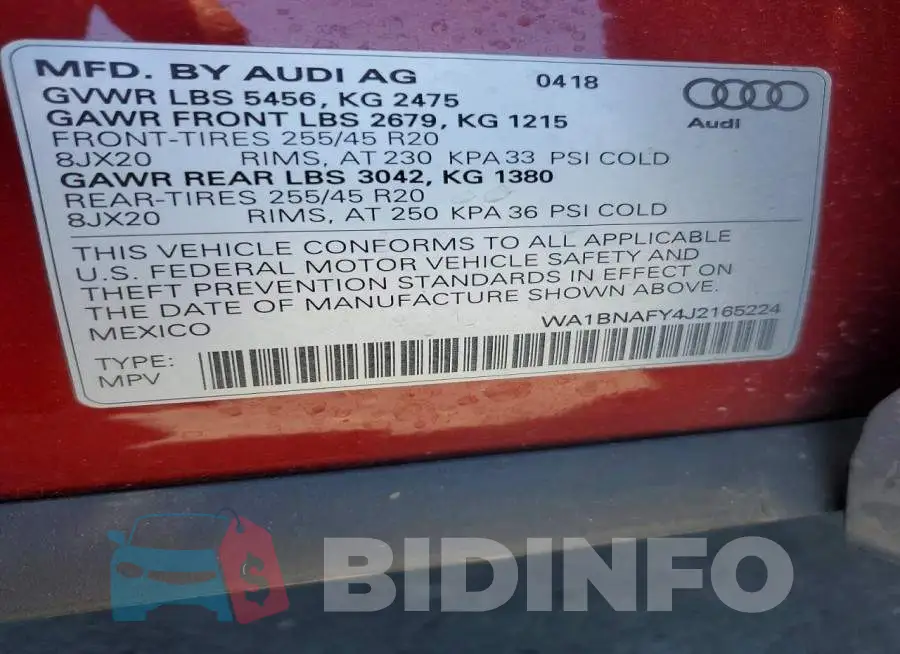 WA1BNAFY4J2165224 Photo# 14