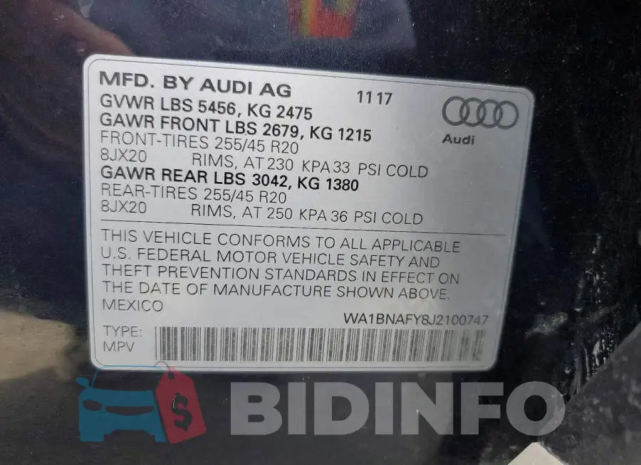 WA1BNAFY8J2100747 Photo# 12