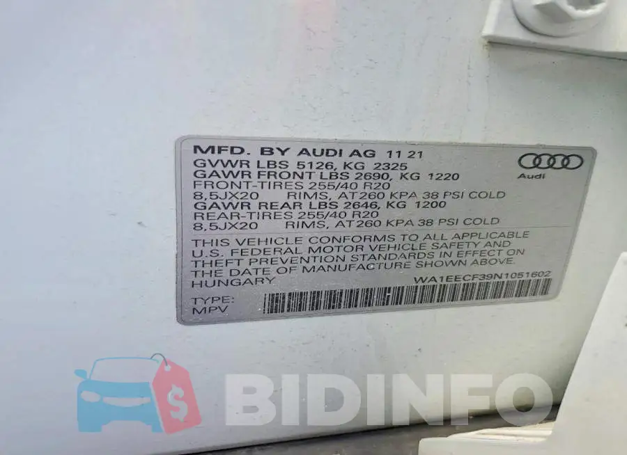 WA1EECF39N1051602 Photo# 13