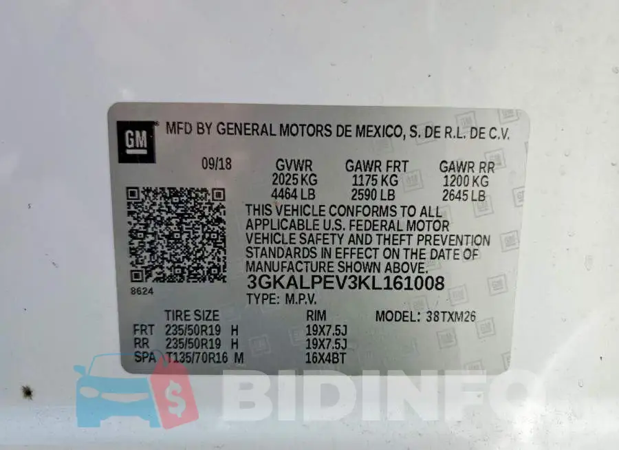 3GKALPEV3KL161008 Photo# 13