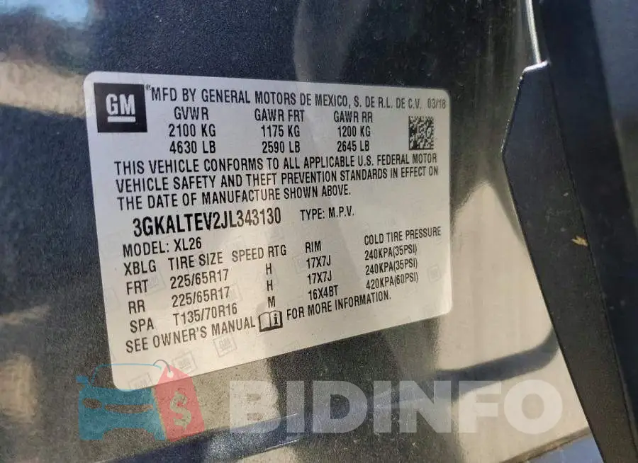 3GKALTEV2JL343130 Photo# 13