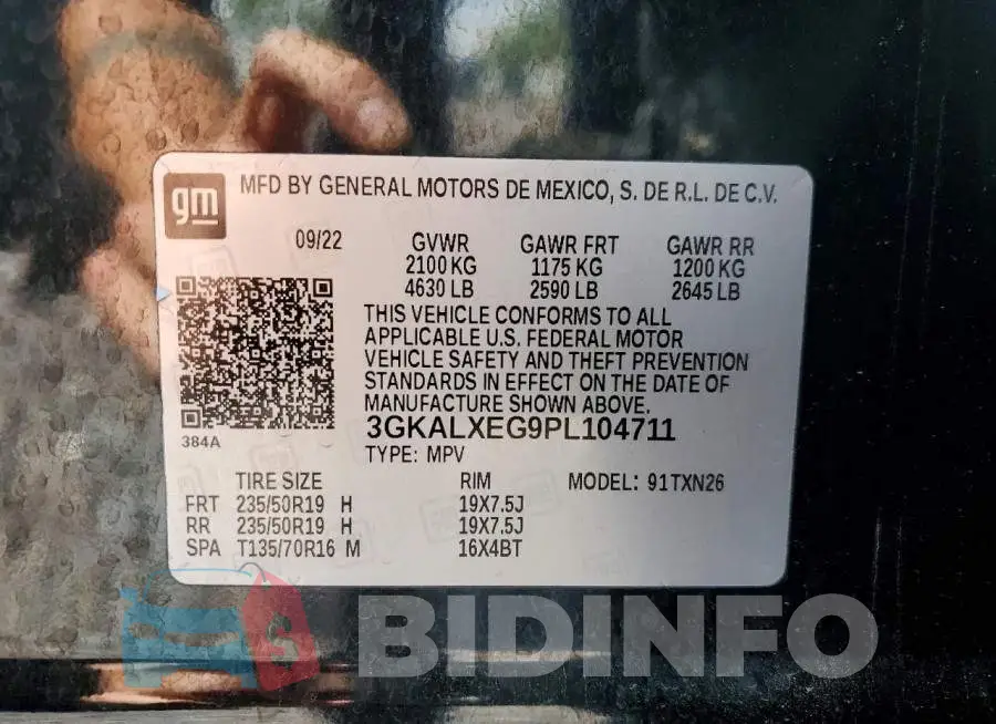 3GKALXEG9PL104711 Photo# 13